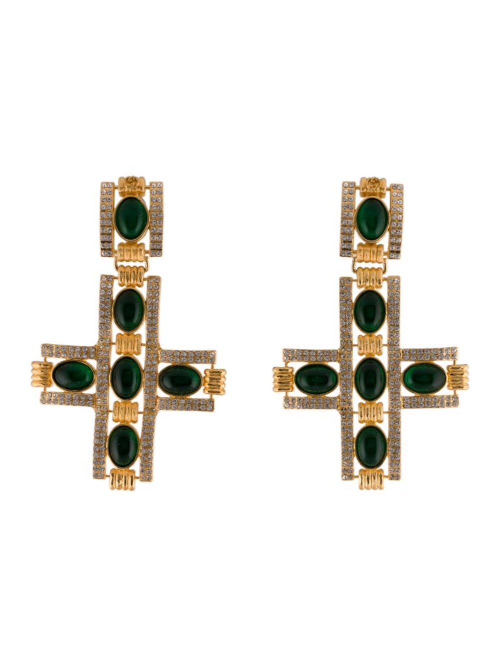 Gucci Large Gold Tone Cross Earrings - Picture 2 of 10